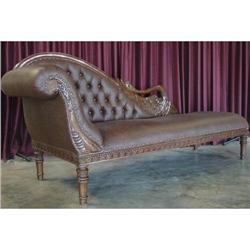 FRENCH VICTORIAN PARLOR GOOSE NECK SOFA CHAISE #1967719