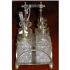 Image 1 : Lovely 4 pc. Glass Cruet Set in Silver Holder #1967844