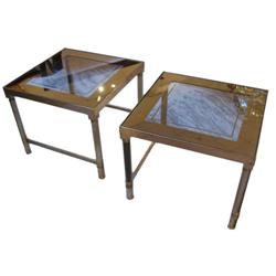 Pair of Petite Brass and Glass Side Tables #1979378