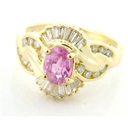 1.14ct Pink Sapphire & Diamonds 14k Y Gold Ring#1979566