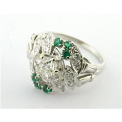 Vintage 0.96ct OMC Dia Emerald 14k W Gold Ring #1979572