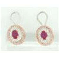 Designer Ruby & Diamond 14k W Gold Earrings #1979575