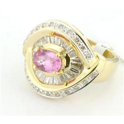 Vintage 1.14ct Pink Sapphire  Dia 18k Gold Ring#1979585