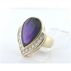 18.00ct Amethyst & Diamonds 14k Y Estate Ring #1979596