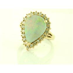 Beauty 3.79ct Opal & Diamond 14k Y Gold Ring #1979597