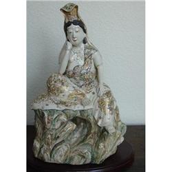 Large Early Meiji Satsuma Earthenware Figurine #1979636