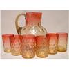 Image 1 : ANTIQUE AMBERINA PITCHER & 6 TUMBLERS!  #1989853