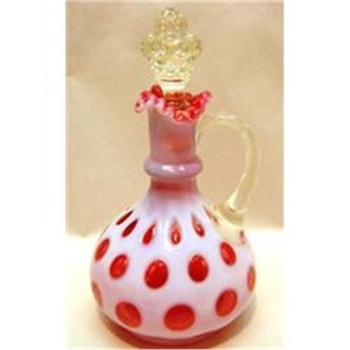 Fenton Cranberry Coin Dot Bottle Decanter 1990166