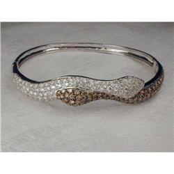 14K WG Chocolate Diamond Snake Bangle Bracelet #1990358