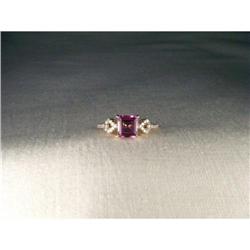 Estate 14K YG Gold Amethyst Diamond Ring #1990442