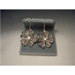 14K WG Diamond Hanging Floral Lace Earrings #1990444