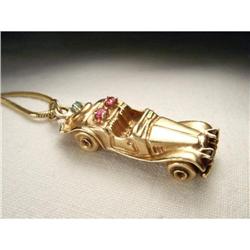 14K Ruby Sapphire Turquoise Car Pendant Charm #1990481