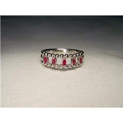 Estate 18K WG Gold Marquise Ruby Popcorn Band #1990482