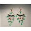 Image 1 : 18K YG Ruby Emerald Turquoise Sapphire Earrings#1990532