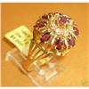 Image 1 : Antique 18K YG Diamond & Ruby Ring #1990589