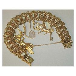 14kt Gold Charm Bracelet Key Jet Horse Sailboat#1990682