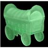 Image 1 : Green Satin Glass CONESTOGA WAGON Powder Jar #2001100