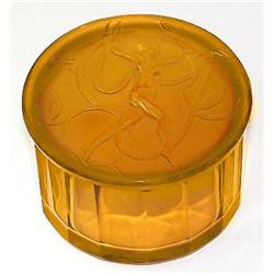 Art Nouveau Topaz Pressed Glass Powder Jar #2001102