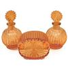 Image 1 : Peach Pink Depression Glass Art Deco Vanity Set#2001103