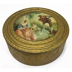 Victorian Portrait on Gilded Brass Powder Jar #2001120