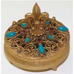 FLORENZA Jeweled Gilded Metal Trinket Jar #2001122