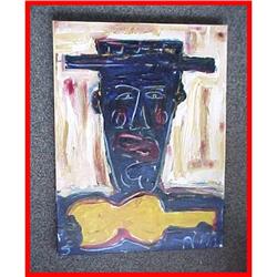 Signed Abstract Man with Guitar Painting #2001328