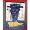 Image 1 : Signed Abstract Man with Guitar Painting #2001328