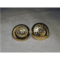 14K Two-Tone 2-Tone Gold Diamond Swirl Earrings#2001344