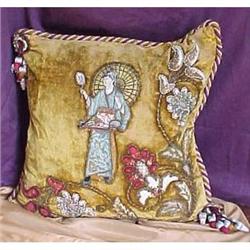 Victorian oriental figural  decorative pillow #2001387