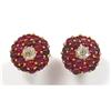 Image 1 : 14 kt gold Button Earrings with Rubies #2001495