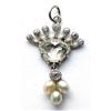 Image 1 : Crown-shaped Diamond and Pearl Pendant #2001506