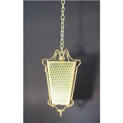 brass lantern with amber glass . #2001550