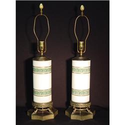 Pair brass and glass lamp #2001558