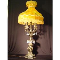 Antique bronze  lamp with  crystal. #2001566