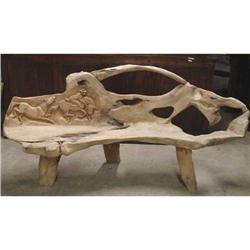 ANTIQUE ART ARCHITECTURAL WESTERN HORSE BENCH #2001646