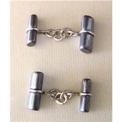 Antique Hematite & Sterling Silver Cufflinks #2001749