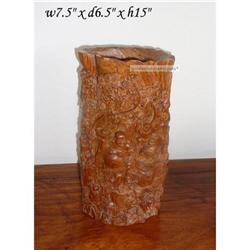 Chinese HuangHuaLi Happy Buddha Brush Pot #1956128