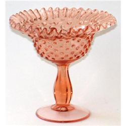 Ruffled, Hobnail Pink Depression Glass Compote #1966287