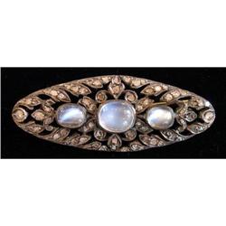 Early French Moonstone & Diamond Brooch #1978350
