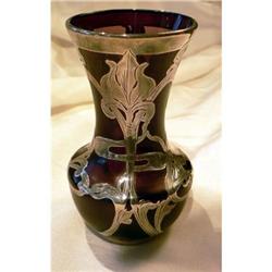Art Nouveau Loetz Sterling Overlay Vase  #1978405