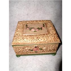 Jewelry Box Painted Quadruple Plate 19th #1978413
