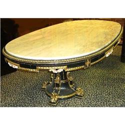 Marble Top Giltwood Dining Table and Ten Chairs#1978947