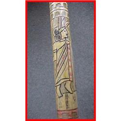 Vintage Carved Folk Art Indian Design Wood Cane#1979048