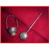Image 1 : Old Silver Push-Button Tea Strainer & Holder   #1979053