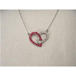 14K WG Gold Diamond Ruby Heart Necklace #1979089