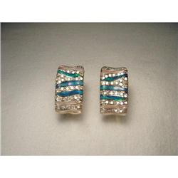 14K YG Opal MOP Pearl Pave Diamond Earrings #1979092