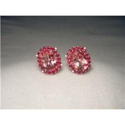 14K WG Ruby Huge Pink Topaz Diamond Earrings #1979093