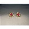 Image 1 : 14K YG Cabochon Ruby Diamond Snowflake Earrings#1979095