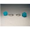 Image 1 : 14K WG Diamond Turquoise Rose Drop Earrings #1979096