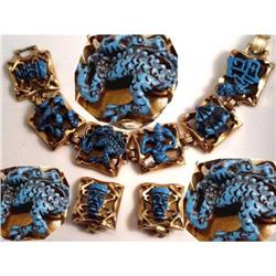 VINTAGE ENAMEL har? DRAGON parure #1979143